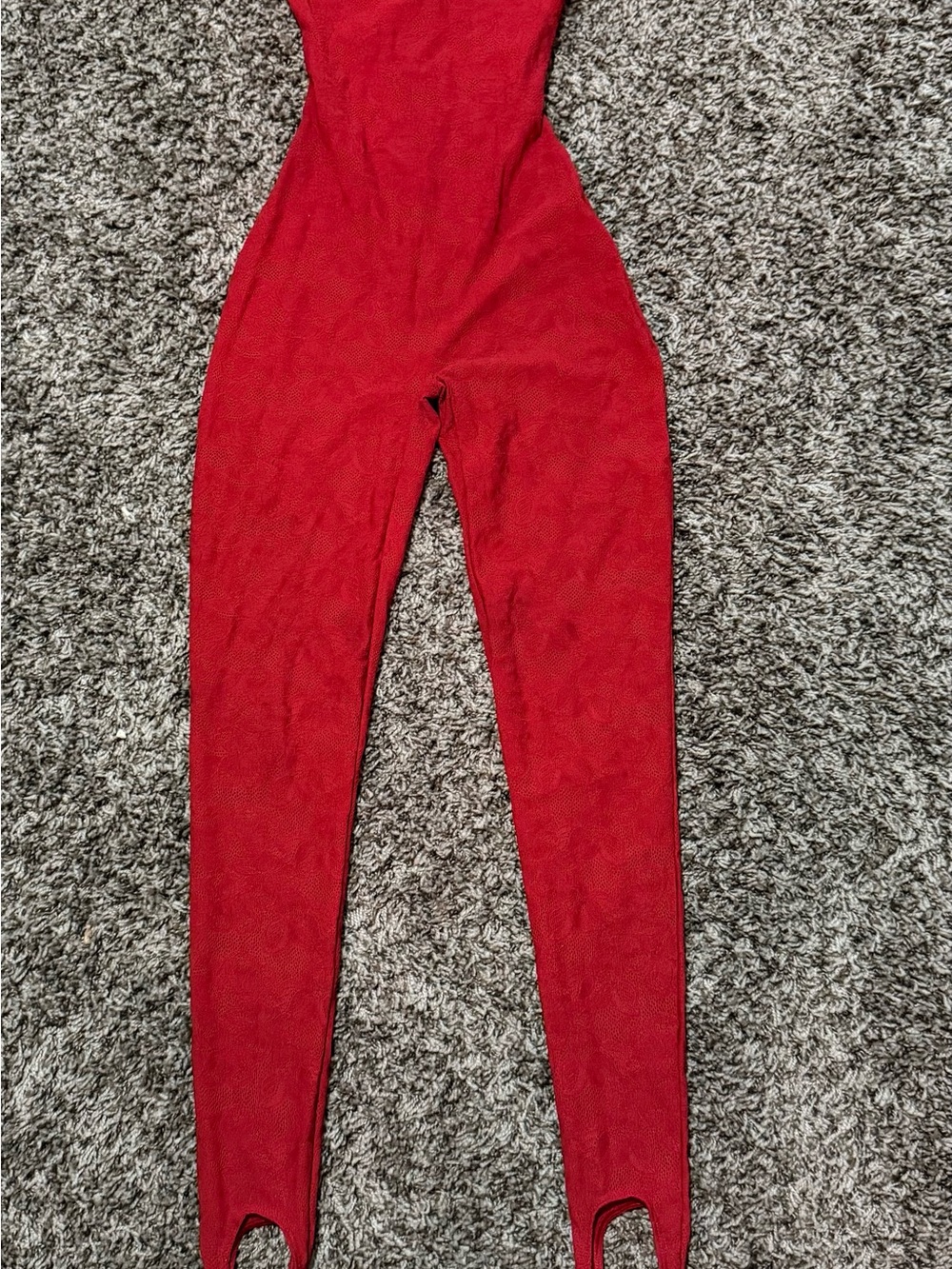 NAKED Wardrobe Women’s Red Textured Stirrup Jumpsuit